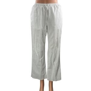SNDYS. Womens White High Rise Drawstring Relaxed Casual Wide Leg Trouser Pants S
